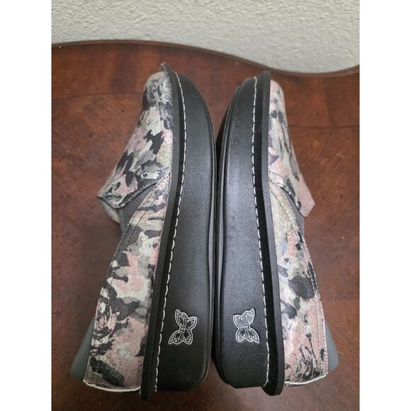 Alegria Debra Clog Leather Pink/Black Floral Slip-On Shoes Size 38 US 8 - Picture 7 of 9